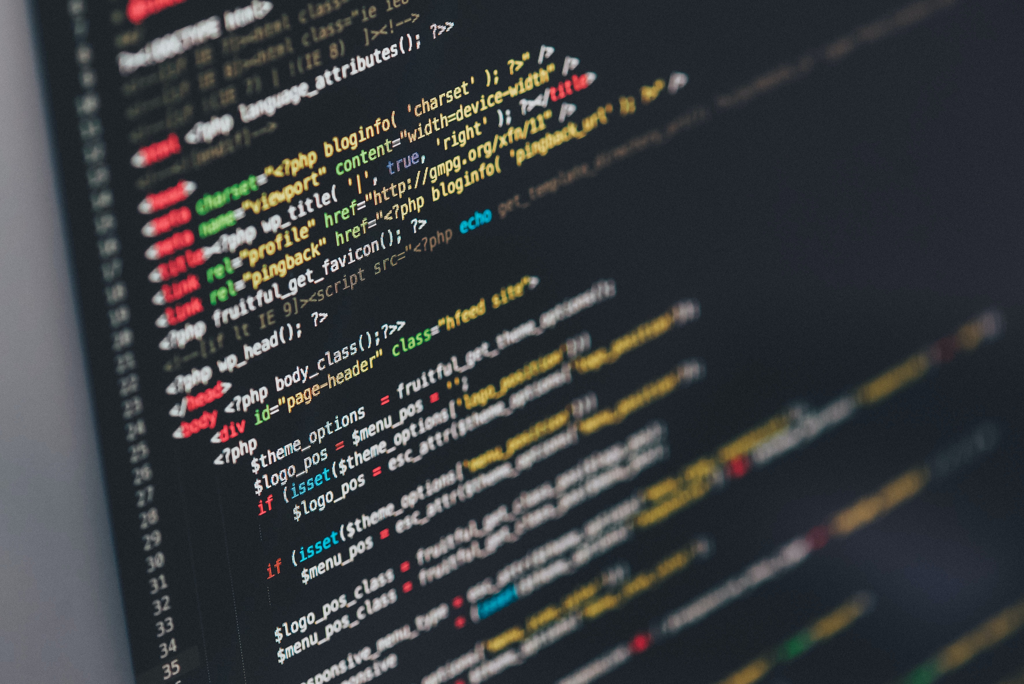 Computer screen with front-end code.