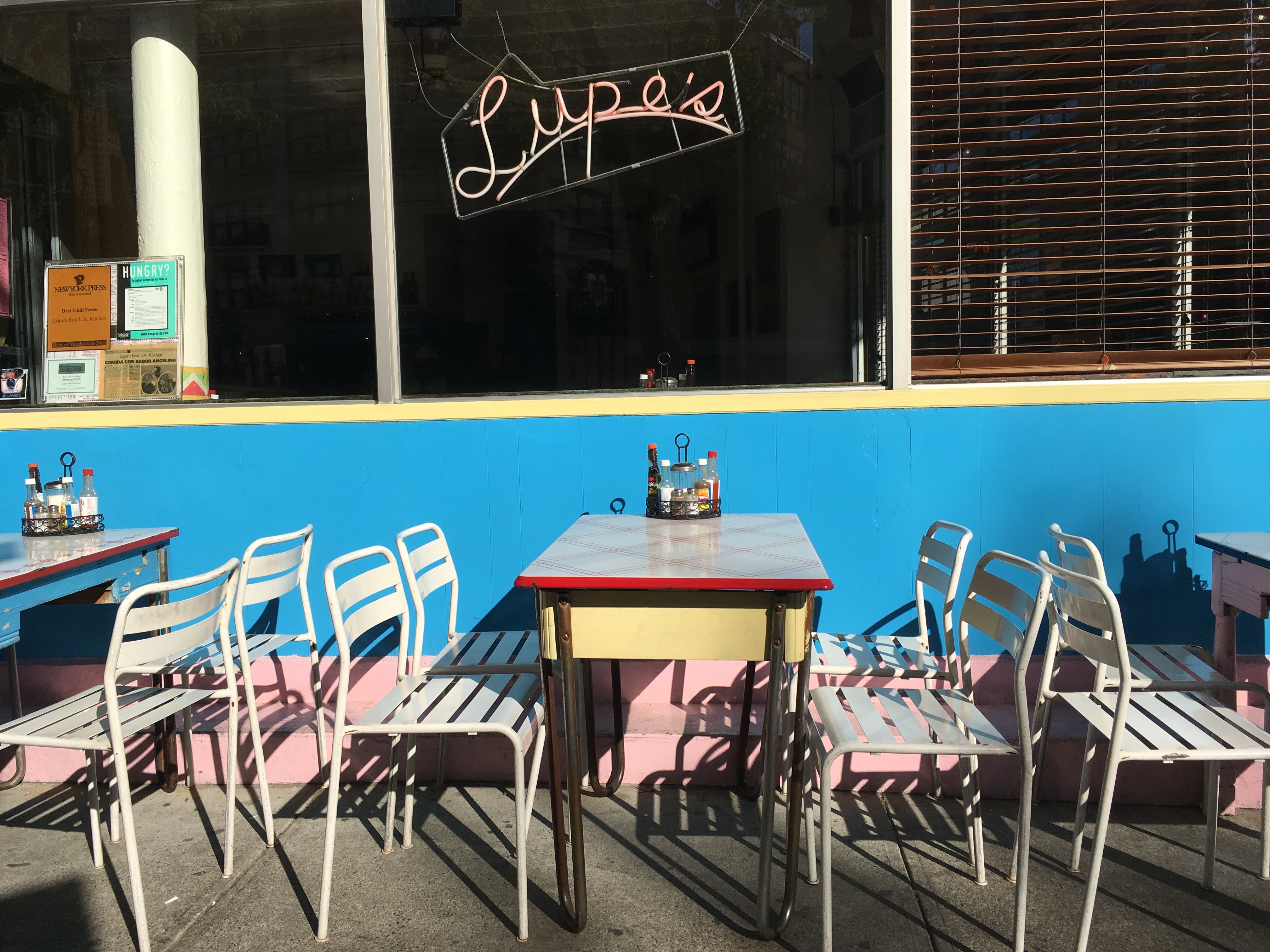 The outside seating of Lupes' restaurant.